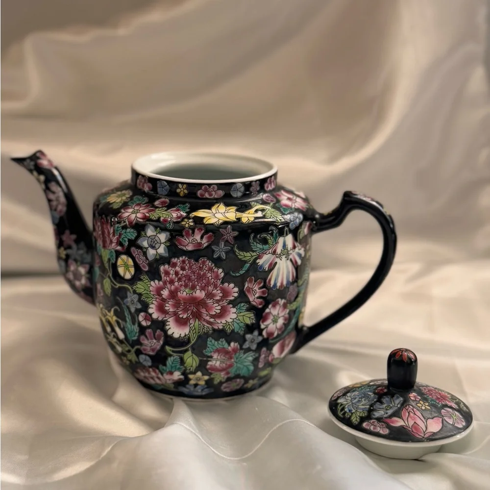 Vintage Chinese Tea Pot (flawless except few speckles INSIDE) ceramic - Picture 4 of 12